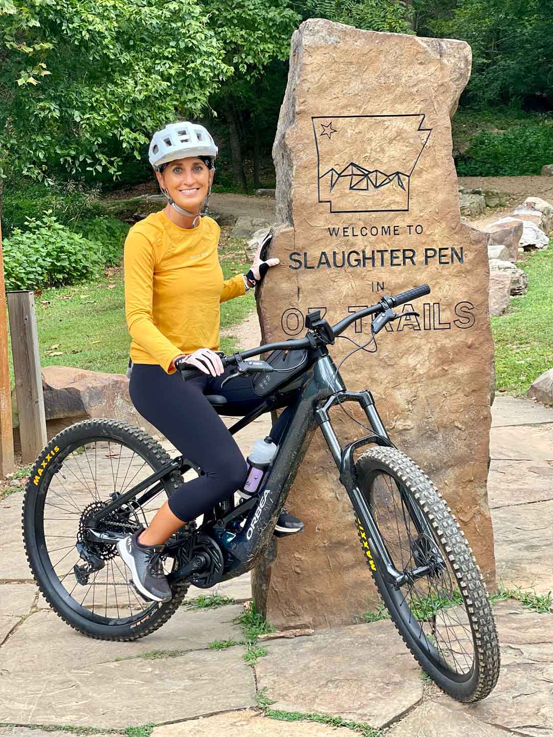 Stephanie Hohenshell mountain biking near Bentonville, Arkansas