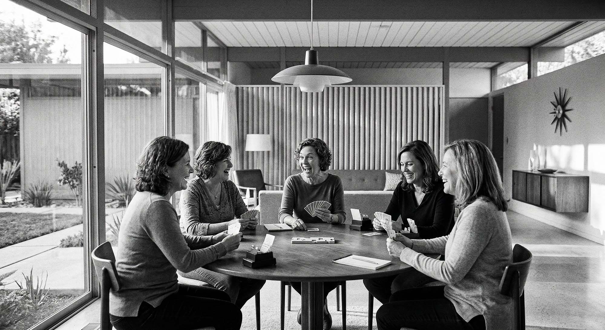 Women playing cards together